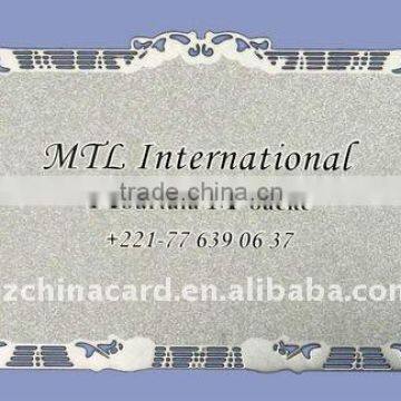 Silver aluminium metal business card with border