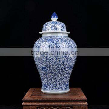 Factory jingdezhen flower blue and white ginger jars for home deco