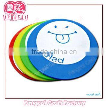 Custom wooden printed smile colorful cup mat coaster (Wooden craft/ wood gift/wood art in laser Cut & Engraving)