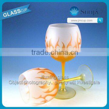 Wholesale high quality colored stem glassware/glass blowing factory/ballon wine glass/goblet