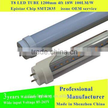 4ft T8 LED TUBE 1200mm 18W indoor lamp High lumens tube light