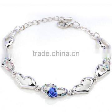 New Design Fashion AB Crystal Rhinestone Bracelet,Wholesale Heart Shape Bracelet