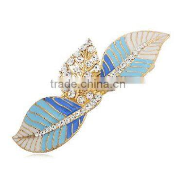 fashionable leaves shape alloy enamel crystal barrette