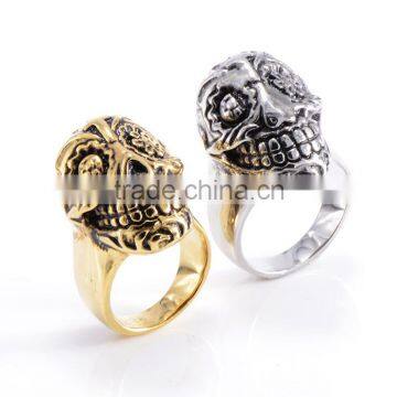 Vintage gold silver stainless steel fancy skull personalized men ring                        
                                                                                Supplier's Choice