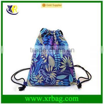 Custom durable full print cotton drawstring backpack bag