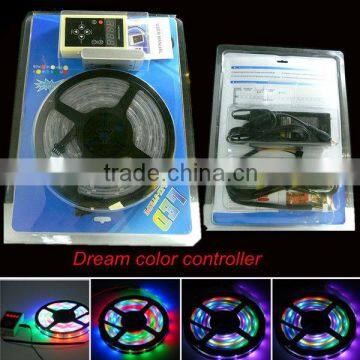 Christmas! Blister Pack DC12V Waterproof IC1608 Dream color Changing LED Flexible Strip With Remote Controller & Adapter