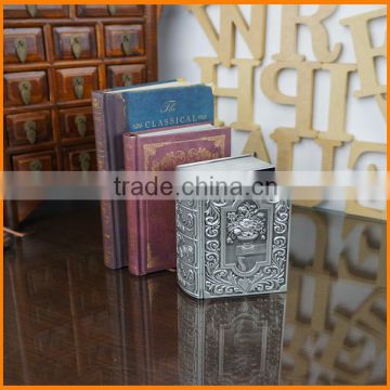 6815 Antique Carved Large elegant classical European style metal jewelry book luxury gift box