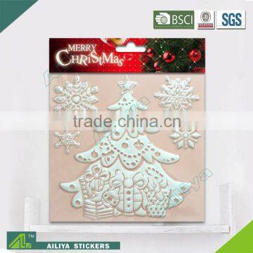 BSCI factory audit Christmas 3D Eco-friendly decorative removable glitter sticker