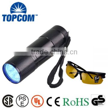 Mini 9 LED UV Torch Shock Proof And Water Resistance UV LED Torch