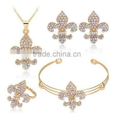 2016 Trendy Gold Plated Rhinestone Anchor Statement Necklace Stud Earring Bracelet Ring Set for Women Wedding Jewelry Set photo-2