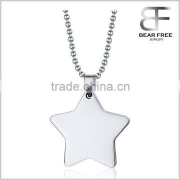 Men's Women's Stainless Steel Star Shaped Pendant Necklace with bead chain Wholesales