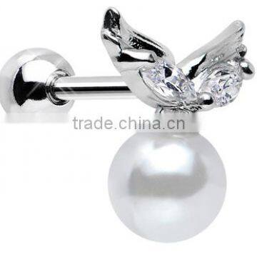 Pearl Angel Wings Tragus Cartilage Earring