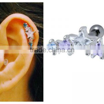 Stars Cartilage Tragus Helix Upper Ear 316L Surgical Steel