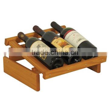 3-Bottle Dakota Wine Display stand Stackable/Removable Bamboo Wine Rack