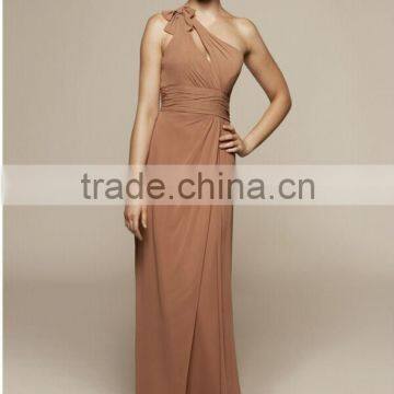 2014 Dark Orange One Shoulder Cheap Bridesmaid Dresses Gowns Backless Sheath Floor Length Formal Dresses Gowns