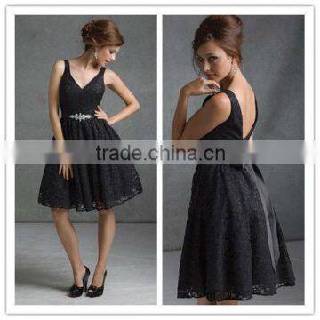 2013 Lastest Designer Sexy Black Lace Backless Straps Short Party Dress Bridesmaid Dresses MLB-222