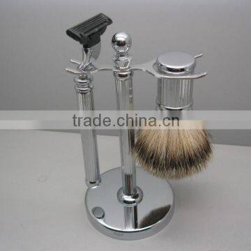 custom badger hair shave brush holder set
