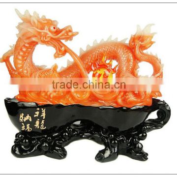 Red jade color Dragon statue , fengshui dragon figurine