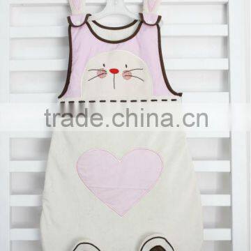 Rabbit design Baby Sleeping bag 100%cotton with embroidery