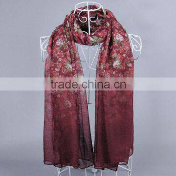 OMBRE Fashion scarf Flower Pattern Women Voile Scarves 180*90 Pashmina Shawls Muslim