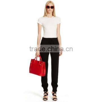 Womens fashion black plain cotton sweat pants