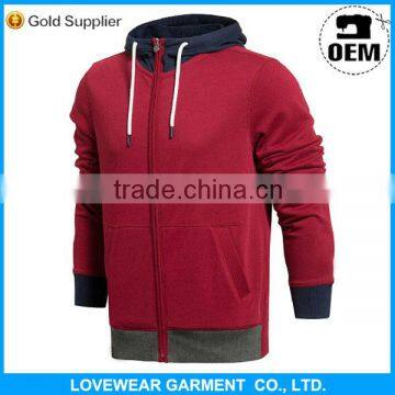 High Quality good model shape cotton fleece plain red pullover hoodie