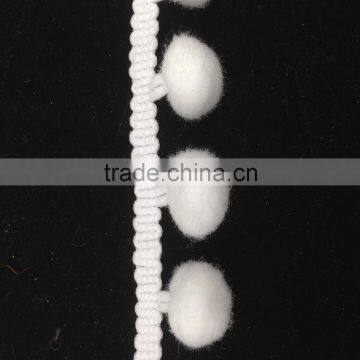 wholesale white pon pon trim nylon pom pom lace