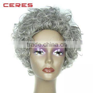 In stock silver grey wig, low price 100% human hair fashional short wig for women