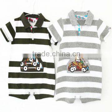 Short Sleeve Baby Cotton Bodysuit Striped Romper Climbing Clothes photo-4