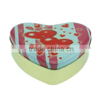 Customized Promotional Printed Heart Square Metal Tin Box Chocolate Tin Box Recyclable Heart Gift tin box for Valentine Day