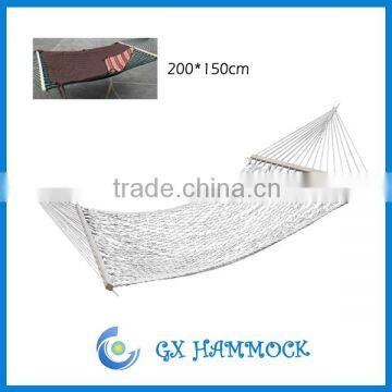 Cotton rope hammock with wood frame