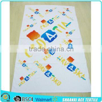 2015 HOT sell 100% cotton velvet printing letter printing Croatia beach towel english letter promotional towel