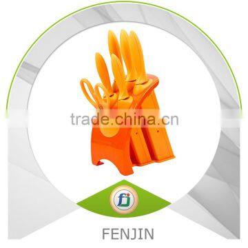 5pcs Afordable Wholesale Knife Set with Holder and Scissors