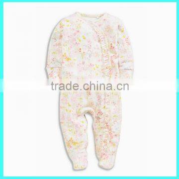 Brand new Newborn baby Girl One Piece pajamas with feet ruffle One Piece Toddler Clothing