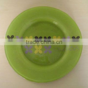 green glass round plate