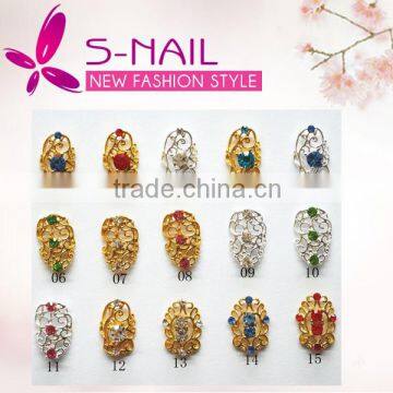 Popular newest hollow design nail jewelry, alloy nail art decoration, metal nail art