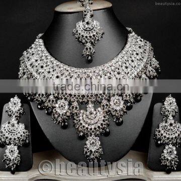 Indian Silver Tone Ethnic Jodha Akbar Jewelry Bollywood Necklace Set E50