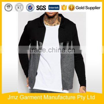 Jacket men winter factory black men jacket leather panel jacket factory