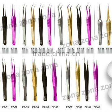 Eyelash Extensions Printed Handles Tweezers Curved & Pointed