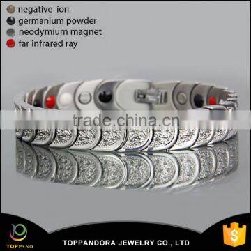 Top quality energy bracelet manufacturer popular silver/gold stainless steel magnetic health bracelet