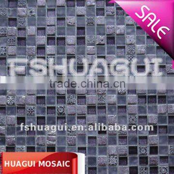 Good quality mosaic tiles with purple glass mix marble hot sales HG-815189