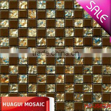 foil mixed gold plating glass mosaic for company image symbols HG-JS8204