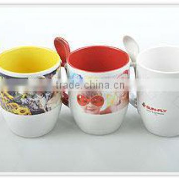 White sublimation mugs 11oz spoon mug ceramic mug 3D sublimation china OEM