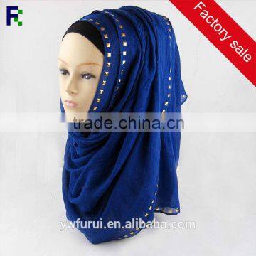 New Design Solid Rivet Sequin Cotton Muslim Hijab Scarf