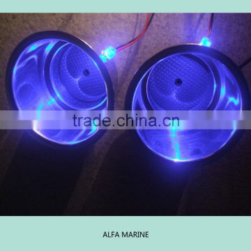 Set of 4 Blue LED with Drain Marine Boat Rv Camper Stainless Cup Drink Holder