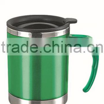 450ml double wall stainless steel auto mug-out plastic