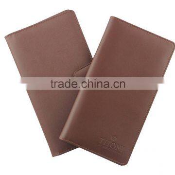 genuine leather passport holder pu passport card holder with tongue band closure