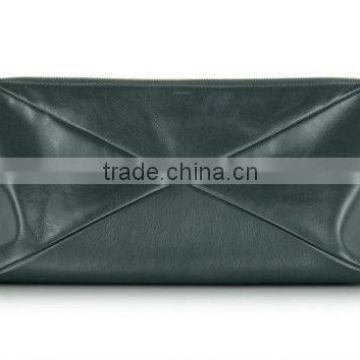 Oversized Dark Green Leather Clutch