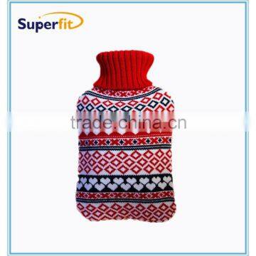 hot water bottle with knitted cover cloth