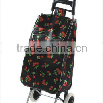 Colorful foldable shopping trolley bag with wheels